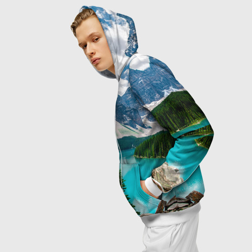 Мужская толстовка 3D на молнии Озеро, цвет белый - фото 5
