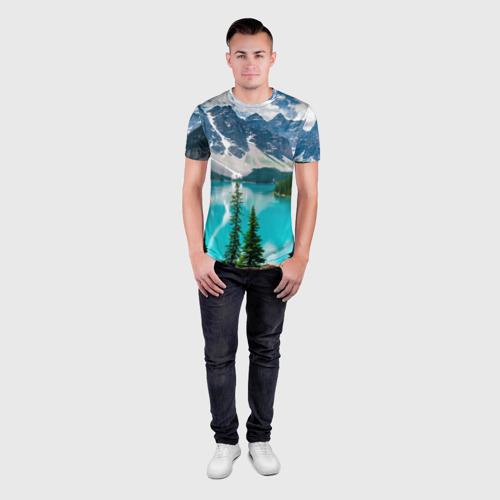 Мужская футболка 3D Slim Озеро, цвет 3D печать - фото 4