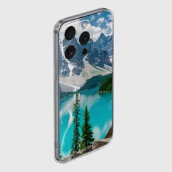 Чехол для iPhone 15 Pro силиконовый с защитой камеры Озеро - фото 2