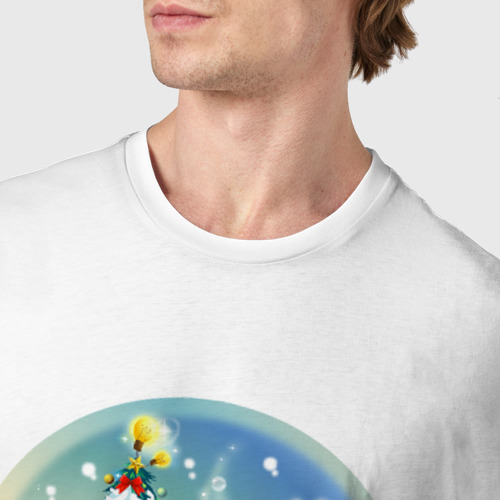 Мужская футболка хлопок Новый год, цвет белый - фото 6