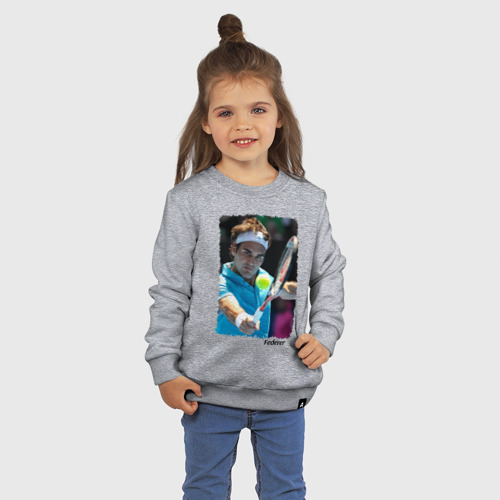 Детский свитшот хлопок Роджер Федерер, цвет меланж - фото 3