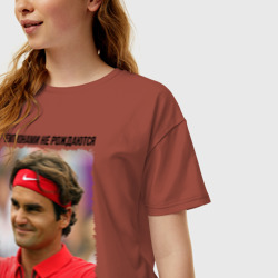 Женская футболка хлопок Oversize Роджер Федерер Roger Federer - фото 2