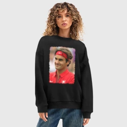 Женский свитшот oversize без начеса хлопок Роджер Федерер Roger Federer - фото 2
