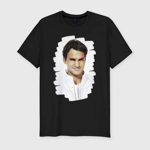 Мужская футболка хлопок Slim Roger Federer, цвет черный