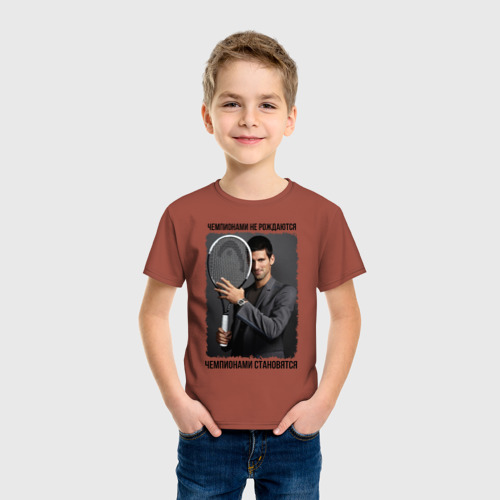 Детская футболка хлопок Новак Джокович Djokovic, цвет кирпичный - фото 3