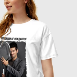 Женская футболка хлопок Oversize Новак Джокович Djokovic - фото 2