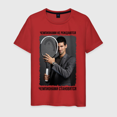 Мужская футболка хлопок Новак Джокович Djokovic, цвет красный