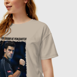 Женская футболка хлопок Oversize Новак Джокович чемпион - фото 2