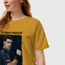 Женская футболка хлопок Oversize Новак Джокович чемпион - фото 2