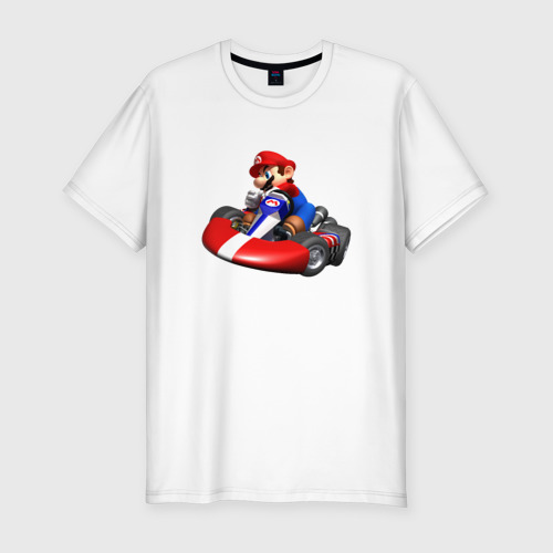 Мужская футболка хлопок Slim Mario Kart, цвет белый