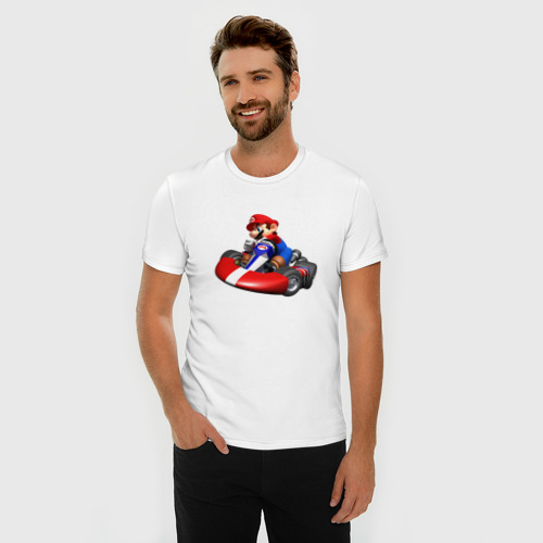 Мужская футболка хлопок Slim Mario Kart, цвет белый - фото 3