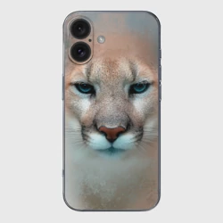 Чехол для iPhone 16 силиконовый с защитой камеры Пума