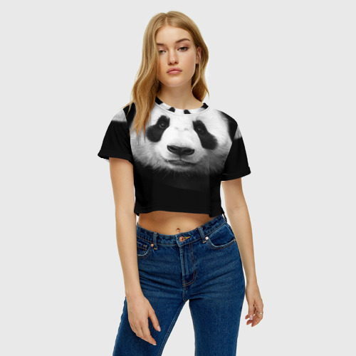 Женская футболка Crop-top 3D Панда, цвет 3D печать - фото 4