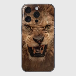 Чехол для iPhone 15 Pro силиконовый с защитой камеры Лев