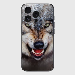 Чехол для iPhone 16 Pro силиконовый с защитой камеры Волк