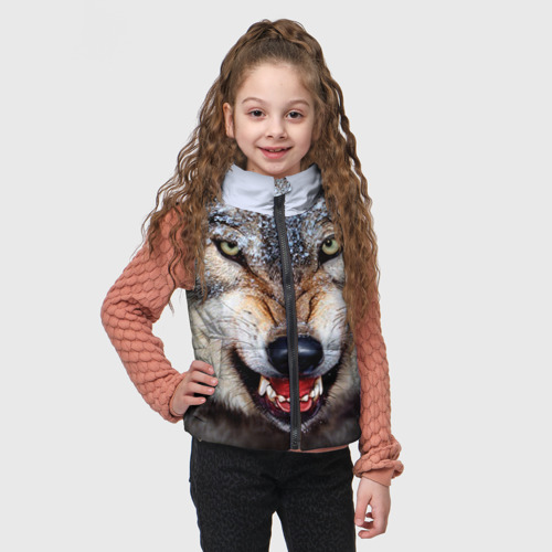 Детский жилет утепленный 3D с принтом Волк, фото на моделе #1