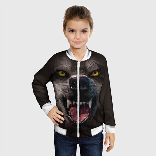 Детский бомбер 3D Злой волк, цвет белый - фото 3