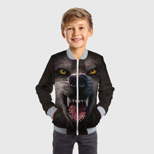 Детский бомбер 3D Злой волк, цвет серый - фото 4