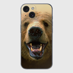 Чехол для iPhone 15 силиконовый с защитой камеры Мишка