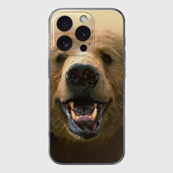 Чехол для iPhone 16 Pro Max силиконовый с защитой камеры Мишка