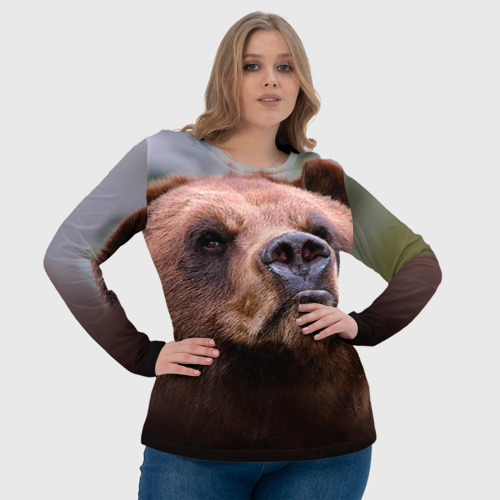 Женский лонгслив 3D Медведь, цвет 3D печать - фото 6