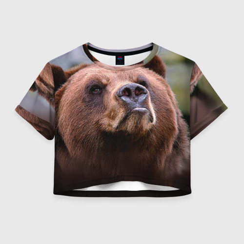 Женская футболка Crop-top 3D Медведь, цвет 3D печать