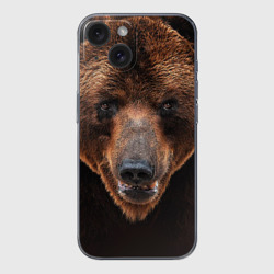 Чехол для iPhone 15 силиконовый с защитой камеры Медведь