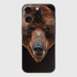 Чехол для iPhone 15 Pro силиконовый с защитой камеры Медведь