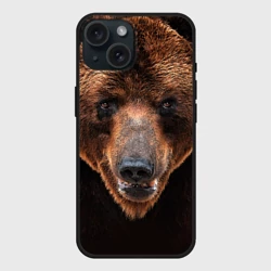 Чехол силиконовый для Apple iPhone 15 матовый Медведь