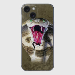 Чехол для iPhone 15 силиконовый с защитой камеры Кобра