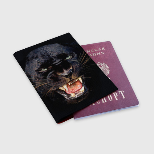 Обложка для паспорта матовая кожа Пантера, цвет красный - фото 3