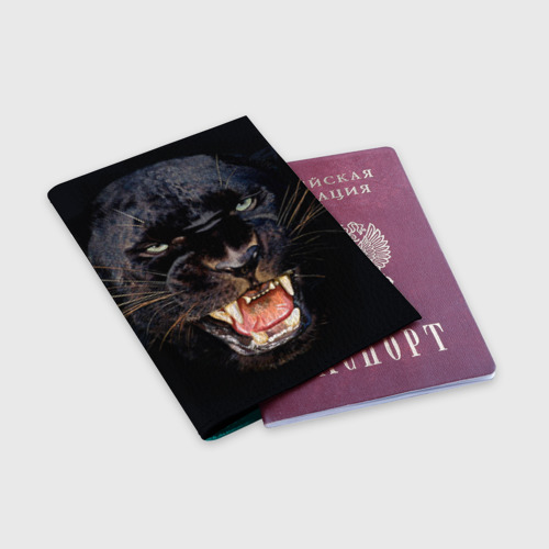 Обложка для паспорта матовая кожа Пантера, цвет бирюзовый - фото 3