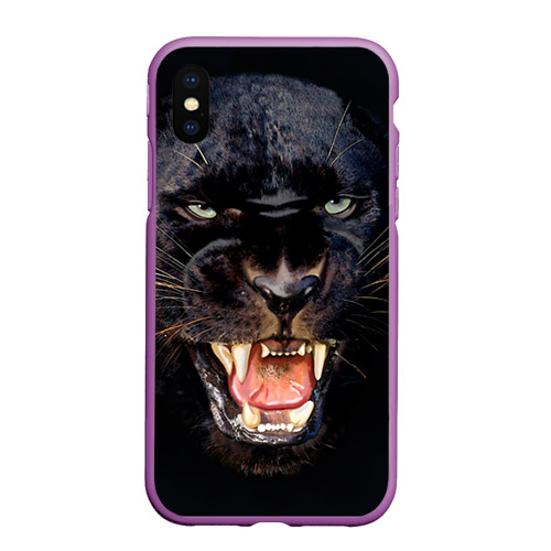 Чехол для iPhone XS Max матовый Пантера, цвет фиолетовый