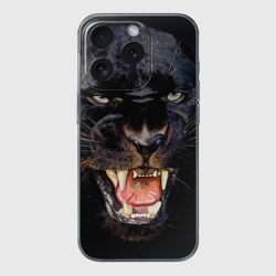 Чехол для iPhone 15 Pro Max силиконовый с защитой камеры Пантера