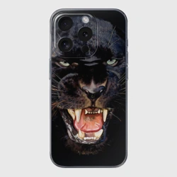 Чехол для iPhone 15 Pro силиконовый с защитой камеры Пантера