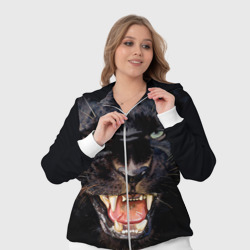 Костюм с принтом Пантера для женщины, вид на модели спереди №4. Цвет основы: белый