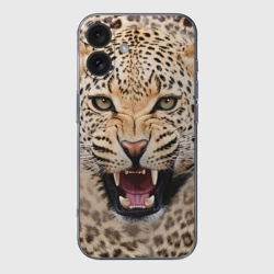 Чехол для iPhone 16 силиконовый с защитой камеры Леопард