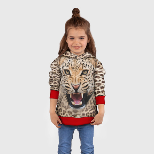 Детская толстовка 3D Леопард, цвет красный - фото 4