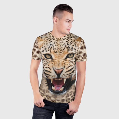Мужская футболка 3D Slim Леопард, цвет 3D печать - фото 3