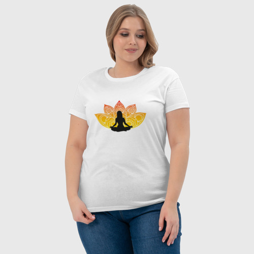 Женская футболка хлопок Йога, цвет белый - фото 6