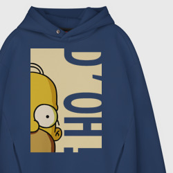 Худи с принтом Homer D'oh! для мужчины, вид на модели спереди №3. Цвет основы: темно-синий