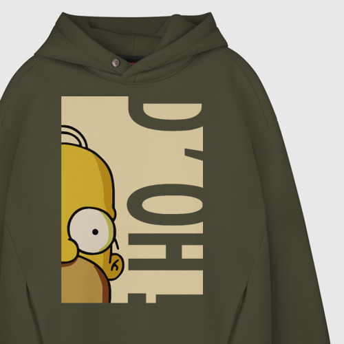 Мужское худи Oversize хлопок Homer D'oh!, цвет хаки - фото 4