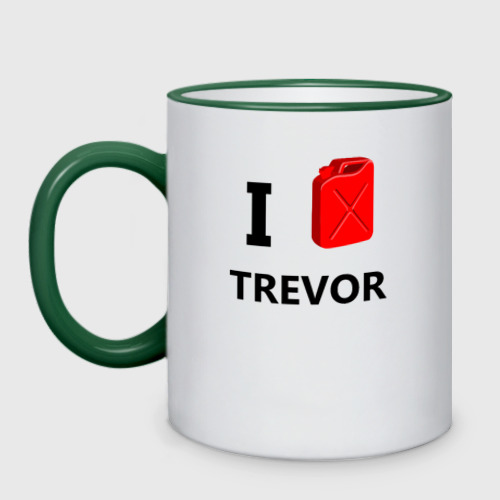 Кружка двухцветная I Love Trevor, цвет Кант зеленый