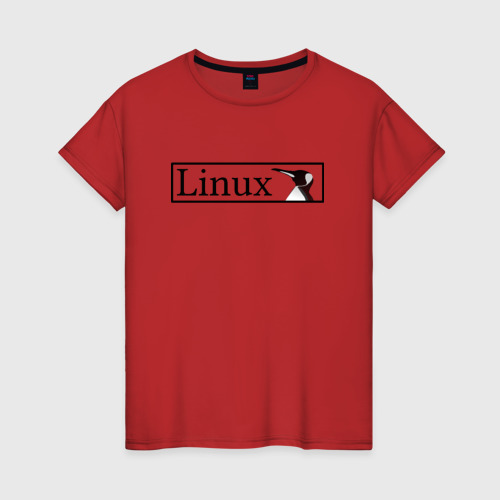 Женская футболка хлопок Linux, цвет красный