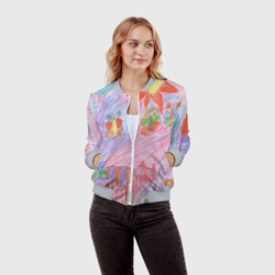 Женский бомбер 3D Детские рисунки - фото 2