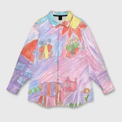 Мужская рубашка oversize 3D Детские рисунки
