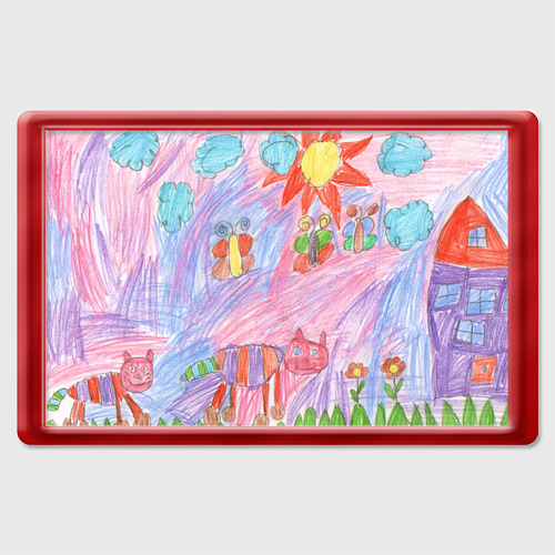Магнит 45*70 Детские рисунки, цвет красный