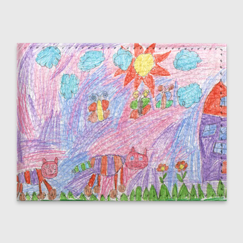 Обложка для студенческого билета Детские рисунки, цвет оранжевый