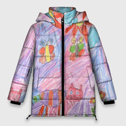 Женская зимняя куртка Oversize Детские рисунки