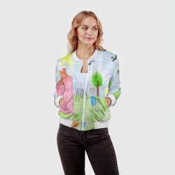 Женский бомбер 3D Детские рисунки - фото 2
